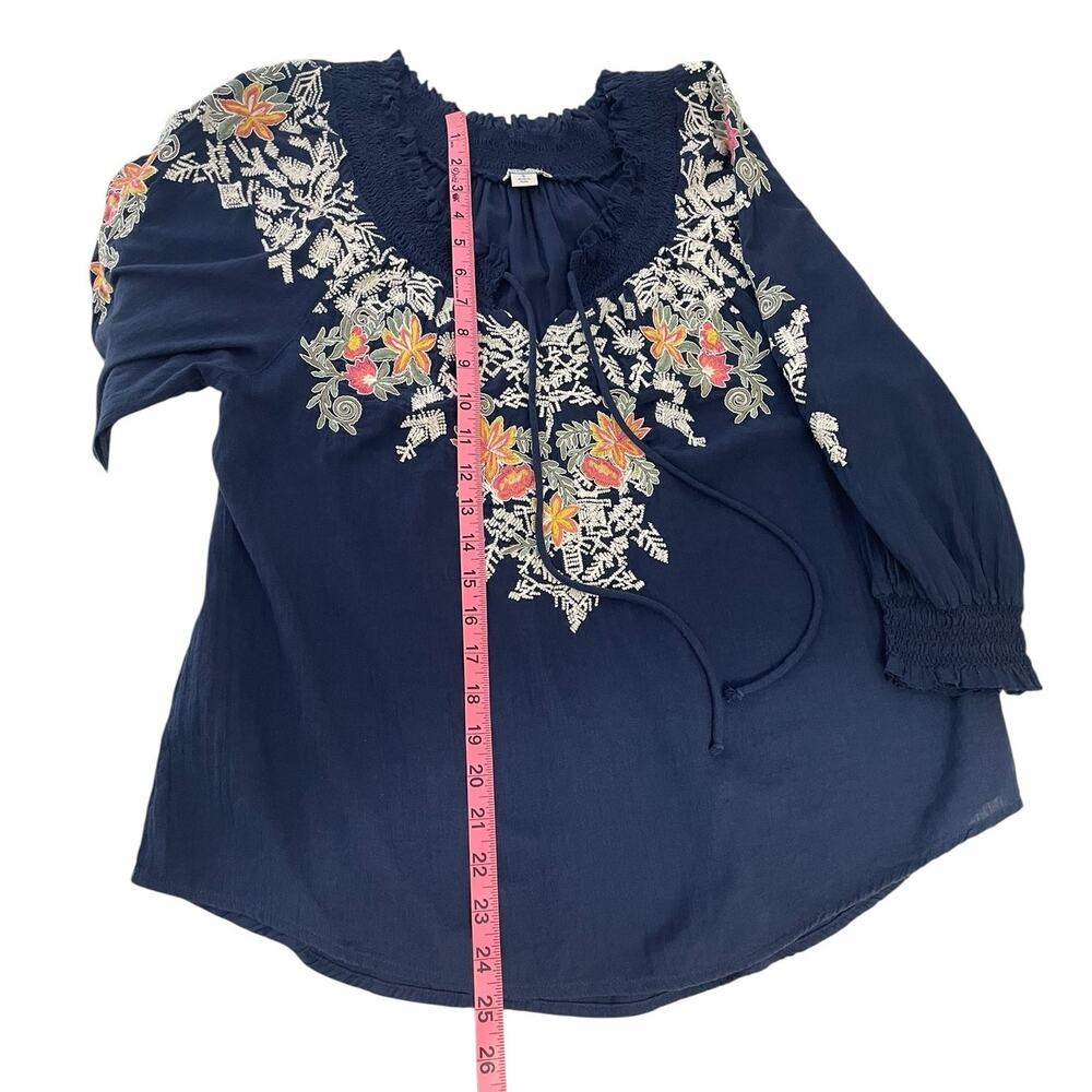 Sundance Cotton Gauze Embroidered Peasant Top Blue Size Small Boho Indie Cottage - Picture 8 of 10